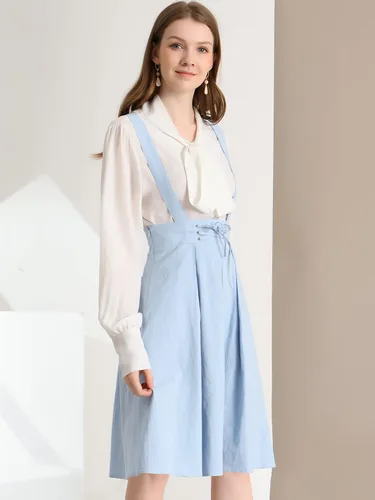 Vista 2 de Allegra K Women's Suspender Braces Skirts Elastic Waist Overall Dress