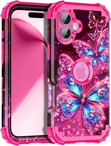 Vista 104 de Miqala Funda para iPhone 12, iPhone 12 Pro, que brilla en la oscuridad, tres capas, resistente a los golpes, protección de plástico duro + funda