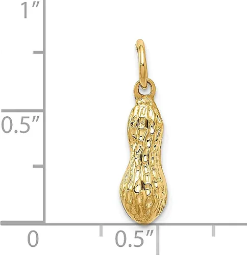 Vista 4 de Collar con dije de maní 3D de oro amarillo de 14 quilates joyería fina para mujer regalos para ella Oro amarillo