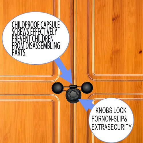 Vista 4 de Cerraduras de gabinete a prueba de bebés, paquete de 5 cerraduras de seguridad ajustables para niños, para armarios, cajones y puertas francesas