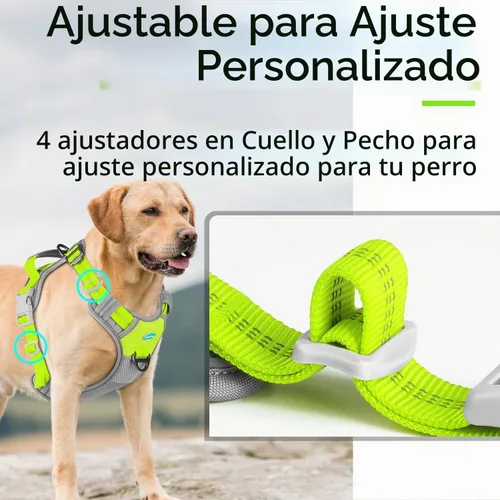 Vista 3 de ThinkPet - Arnés sin tirón para perros pequeños, medianos y grandes, chaleco acolchado reflectante con asa, ajustable estilo estrella Verde