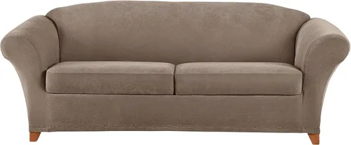 Vista 18 de Sure Fit Home Décor Funda Elástica de Piqué para Cojín Box de Otomana de Gran Tamaño de Una Pieza, Ajuste Elástico, Poliéster/Spandex, Lavable a