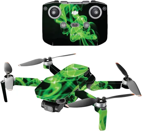 Vista 5 de MightySkins - Compatible con DJI Mini 2 Dron portátil - Blue Flames Funda protectora de vinilo duradera y única Fácil de aplicar, quitar