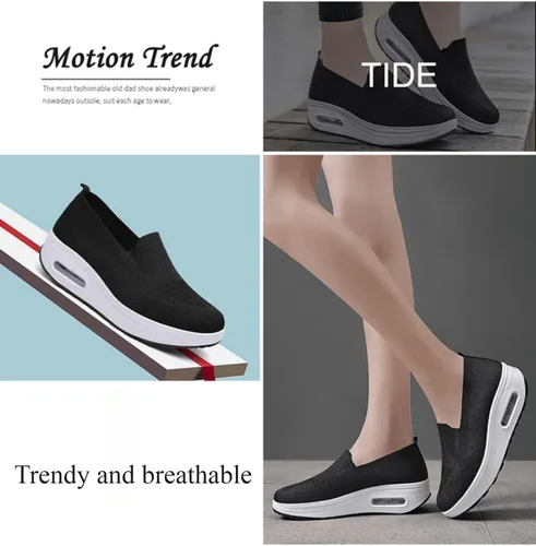 Vista 6 de Zapatos deportivos ortopédicos antideslizantes para mujer, zapatos deportivos de cuña para verano, con amortiguación de aire, de malla transpirable