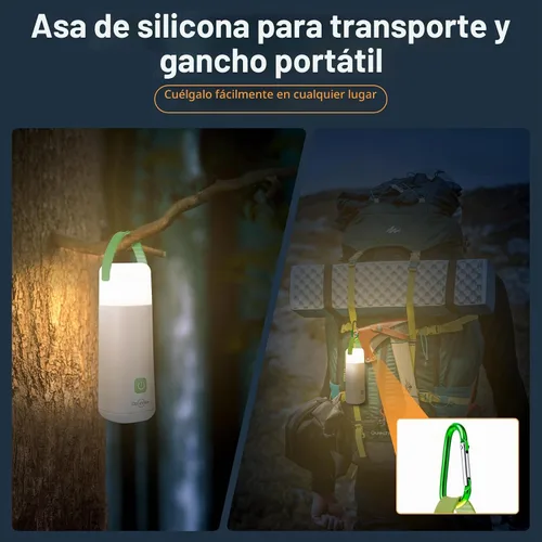Vista 7 de Dawnrise Linterna LED recargable para acampar con 4 modos, hasta 350 horas