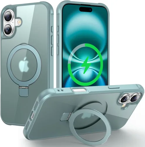 Vista 156 de CHAOFEnG Funda magnética compatible con iPhone 11 con soporte, prueba de caídas de grado militar, compatible con imán, anillo translúcido, parte