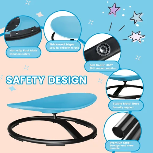Vista 5 de Silla giratoria de tamaño grande de 21 pulgadas de largo x 19 pulgadas de ancho para niños autistas, silla giratoria sensorial para niños pequeños