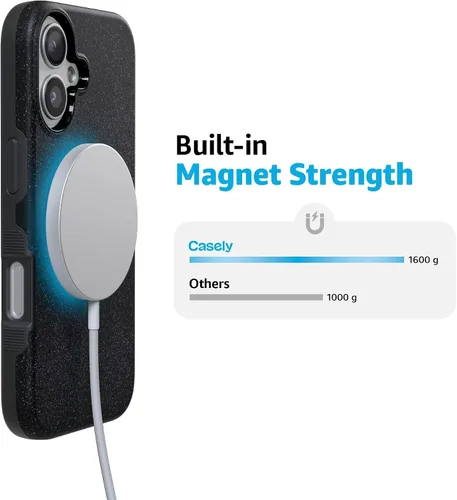 Vista 9 de Casely Funda para iPhone 17 Ónix de medianoche Negro brillante Compatible con MagSafe Diseño protector audaz Ónix de medianoche Black