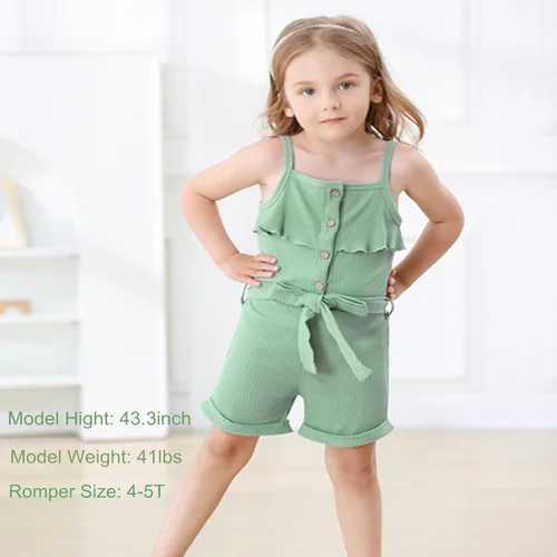 Vista 2 de Ropa para niña pequeña, ropa sin mangas, de verano, de una pieza, con cuello halter, mameluco 1-6T