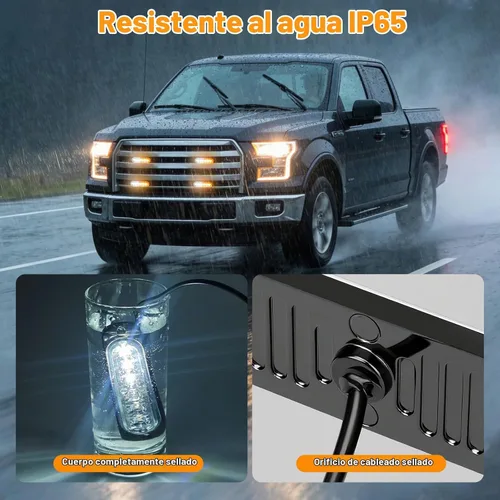 Vista 4 de EEEKit 10 luces LED estroboscópicas de emergencia, 6 LED ámbar blanco estroboscópico luces intermitentes de emergencia de montaje en superficie