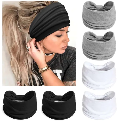 Vista 33 de Awumbuk Diademas anchas para mujeres anudadas antideslizantes bandas para la cabeza suaves diadema turbante accesorios para el cabello boho africano