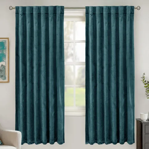 Vista 24 de BGment Cortinas de terciopelo rosa polvoriento, 2 paneles de 84 pulgadas, 2 paneles para sala de estar, aislamiento térmico de lujo, reducen
