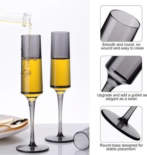 Vista 3 de Nuenen Copas de champán de plástico irrompibles de 5 onzas, copas de champán reutilizables para brindis de vino, copas de cóctel desechables