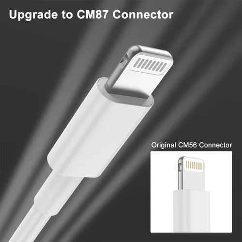Vista 4 de Gyusity Paquete de 3 cables Lightning a USB de 1 pie con certificación MFi de Apple, cables de carga rápida de 1 pie para iPhone Blanco
