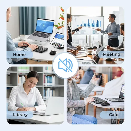 Vista 8 de Teclado y ratón Bluetooth, 2.4G + Bluetooth dual multidispositivo, teclado ergonómico silencioso de tamaño completo con ratón inalámbrico ajustable