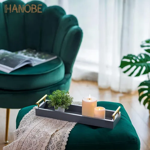 Vista 4 de Hanobe Bandeja rectangular larga y estrecha: bandejas decorativas rectangulares portavelas para decoración del hogar, bandeja blanca para centro
