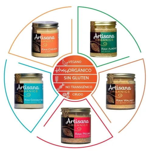 Vista 6 de Artisana Organics - Crema de cacao con avellana, 8 onzas Sin aceite de palma, endulzado con azúcar de coco
