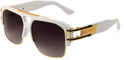 Vista 6 de Gazelle B-Boy - Gafas de sol estilo aviador retro cuadradas de metal y plástico Marco negro y dorado.