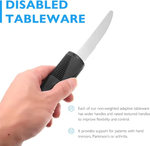 Vista 6 de Adaptive Utensils Set Weighted Utensils for Elderly and Disabled, Stainless Steel Fork, Knife, Spoon Silverware Set