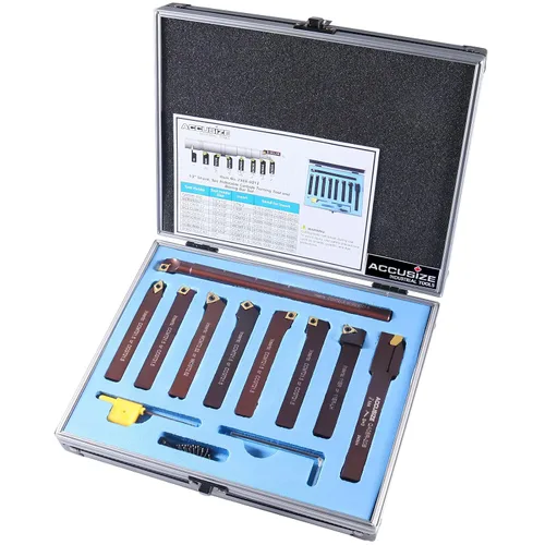 Vista 3 de Accusize Industrial Tools 1/2" 9 piezas/juego, herramientas de torneado de carburo indexables y barra de mandrinar, 2988-0012 1/2" Shank 9pc