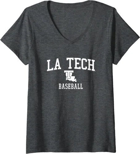 Vista 3 de Womens Louisiana Tech Bulldogs Baseball V-Neck T-Shirt