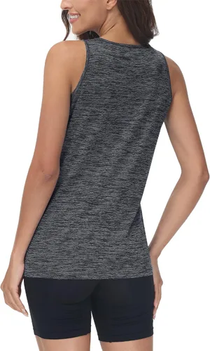 Vista 3 de TACVASEN Camiseta sin mangas para mujer, ligera, atlética, para yoga, cuello redondo, para ejercicio, fitness, para entrenamiento