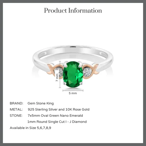Vista 27 de Gem Stone King Anillo de compromiso de plata de ley 925 y oro rosa de 10 quilates, piedra preciosa ovalada de 0.276 x 0.197 in, con acento