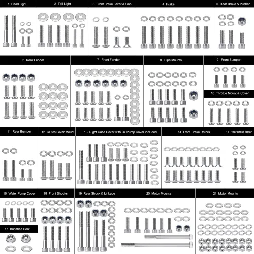 Vista 2 de PTNHZ Juego de tornillos de perno pulido de acero inoxidable 304, 662 piezas, juego de arandelas de juntas de tuerca de sujeción compatible