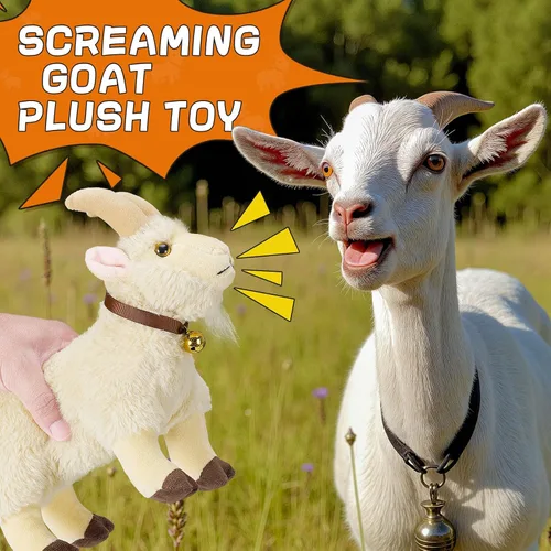 Vista 2 de Juguete de peluche de cabra gritando, animal de peluche de cabra con divertido sonido gritante, regalo de broma para niños, amigos y compañeros