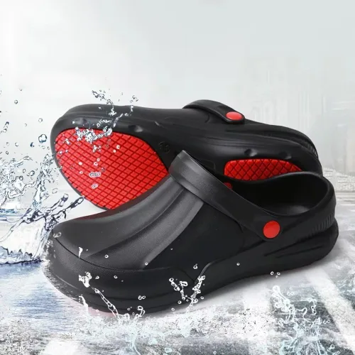 Vista 7 de Zapatos de chef para hombres y mujeres, zapatos de cocina antideslizantes, zapatos de trabajo impermeables a prueba de aceite, resistentes al agua