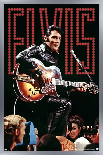 Vista 11 de Trends International Elvis Presley - Póster de pared de concierto 68, 14.72 x 22.37 pulgadas, versión enmarcada de madera de granero Versión