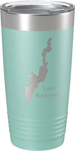 Vista 19 de Lake Bomoseen Map Tumbler Travel Mug Insulated Laser Engraved Coffee Cup Vermont 20 oz Black