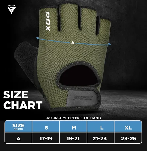 Vista 6 de Guantes de levantamiento de pesas RDX para gimnasio, fitness y entrenamiento, protección antideslizante de la palma, medio dedo, guantes
