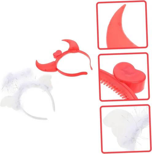 Vista 6 de PACKOVE 10 Pcs Angel Horn Headband Red Prom Suit Led Clothing Halloween Costumes Halloween Costume Headbands Headband Halloween Party Horn Party