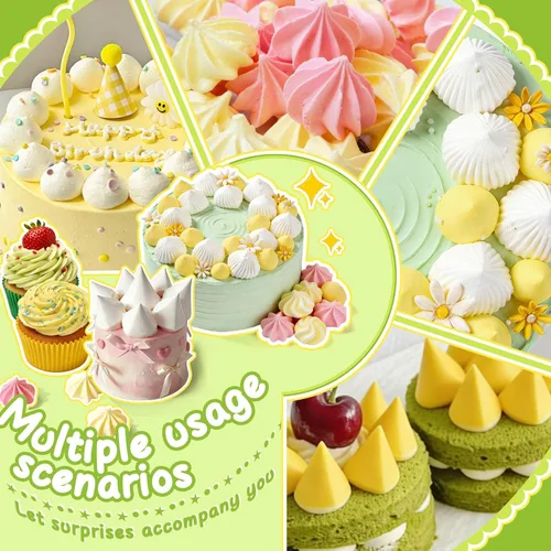Vista 5 de Suuker Juego de boquillas de repostería extra grandes (F02 F06 9FT R22L), boquilla redonda de acero inoxidable, boquillas grandes de estrella