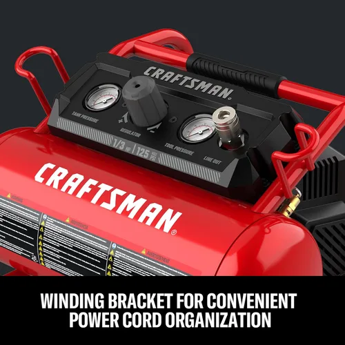 Vista 11 de CRAFTSMAN Compresor de aire, compresor de aire portátil de 2 galones, 1/3 HP máximo 125 PSI sin aceite, peso ligero con kit de accesorios de 10