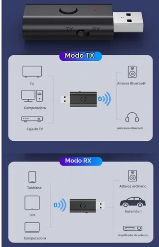 Vista 7 de Transmisor/receptor Bluetooth 5.3, adaptador USB inalámbrico auxiliar