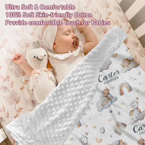 Vista 5 de Manta de bebé de doble capa con nombre personalizado, manta de ropa de cama para niños pequeños con bonito estampado personalizado, multiusos