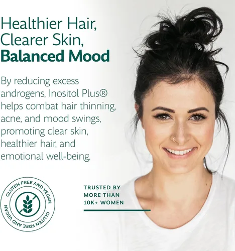 Vista 7 de Suplemento Inositol Plus para mujeres Salud ovárica, equilibrio hormonal, fertilidad, ovulación Mio-inositol D-Chiro 40:1 y 12 ingredientes