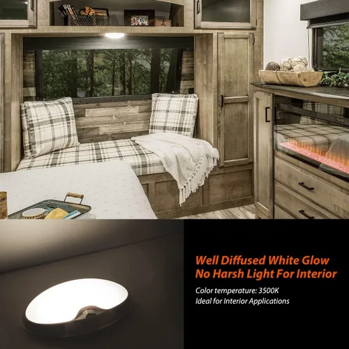 Vista 5 de Dream lighting Luces LED Interiores para RV de 12 Voltios, Luz de Techo con Interruptor para RV Camper Remolque, Luz Ovalada Tipo Panqueque de 6