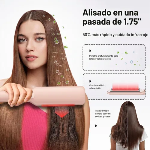 Vista 3 de HITTIONA - Plancha de cerámica para mujer, cabello grueso, color rosa