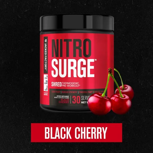 Vista 2 de Jacked Factory - Nitrosurge Shred, suplemento preentrenamiento - Potenciador de energía, aumento de fuerza, concentración, bombeo potente