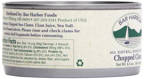 Vista 6 de Bar Harbor Large Cut Canned Chopped Surf Clams in Clam Juice, 6.5 oz. (Pack of 12)