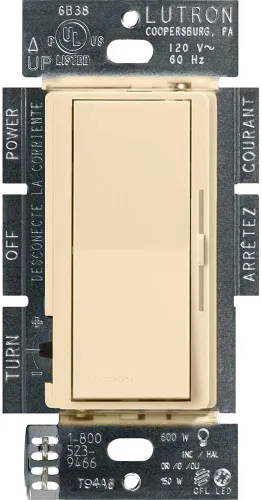 Vista 13 de Lutron Diva LED+ Interruptor Regulador de Luz para Bombillas LED Regulables, Halógenas e Incandescentes, 150 Vatios, Unipolar o 3 Vías, Almendra
