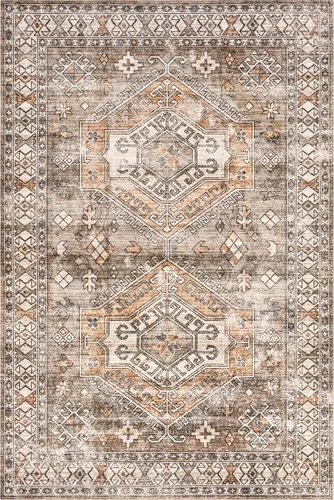 Vista 5 de Nuloom SpinClean Mae Brown/multicolor, 4 x 6 pies, tradicional, suave y acogedor, alto tráfico, resistente a las manchas, fácil de limpiar