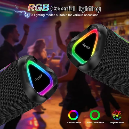 Vista 5 de Hupoaf Altavoz Bluetooth, nuevo altavoz inalámbrico portátil 2025 con sonido fuerte 6D