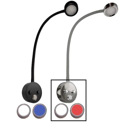 Vista 6 de Wave One Marine Luz de lectura LED de cuello de cisne de doble color Flexible regulable velero cabina mapa pared barco yate RV iluminación Cromo