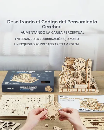 Vista 4 de ROKR Rompecabezas de madera 3D, modelo mecánico, kit de manualidades de madera, juguete de ensamblaje de bricolaje, juego de engranajes mecánicos