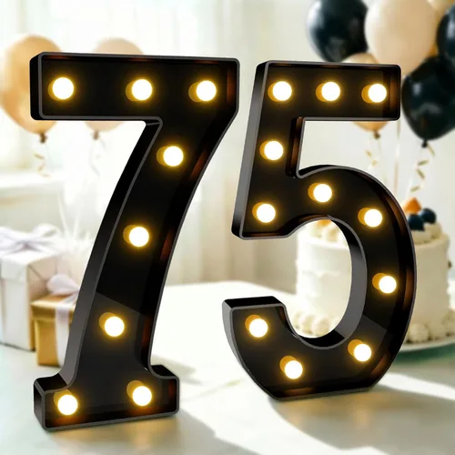 Vista 90 de Pooqla - Números iluminados negros, decoraciones de cumpleaños 50 para hombres Number 50