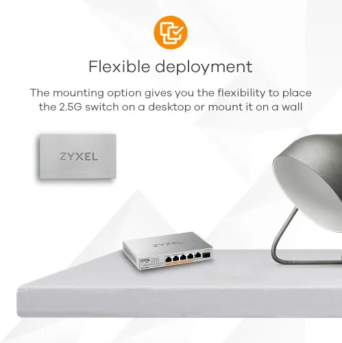 Vista 6 de Zyxel Conmutador Ethernet de red de 5 puertos No administrado 2.5G XMG-105 5x 2.5G + 1x 10G SFP+, Fanless, Plug-and-Play Installation